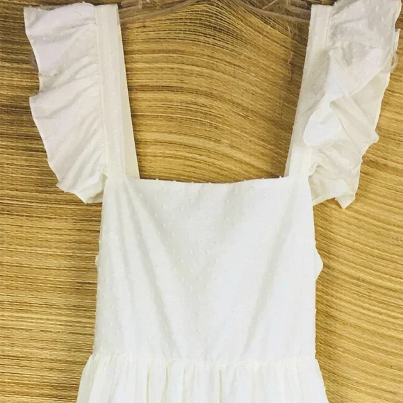 NEW O.P.T. / Tuckernuck 100% Cotton Tied Open Back Swiss Dot Maxi Dress White L - Picture 7 of 13